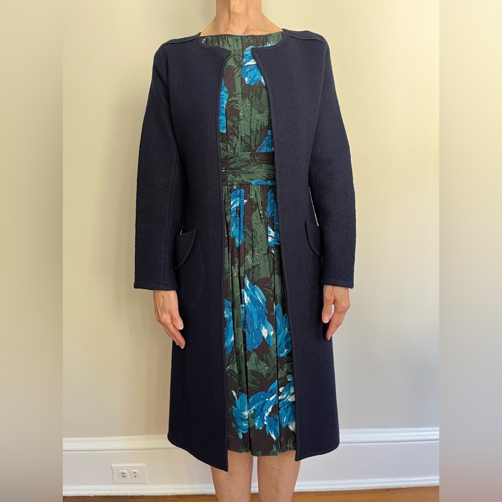 Boden Navy 100% Wool Coatigan w/ Pockets